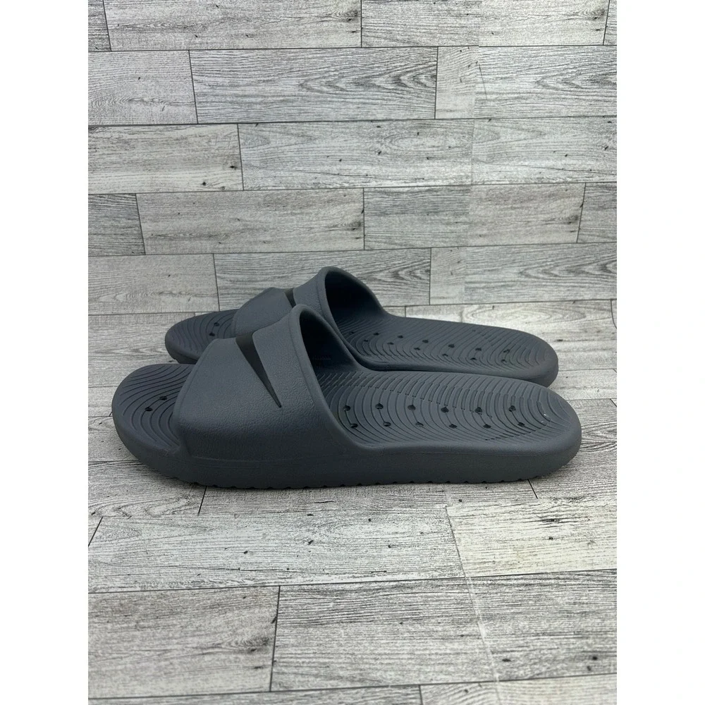 Nike Kawa Shower Slides Men Sz 14 Grey Black Swoosh Sport‎ Sandals 832528-002